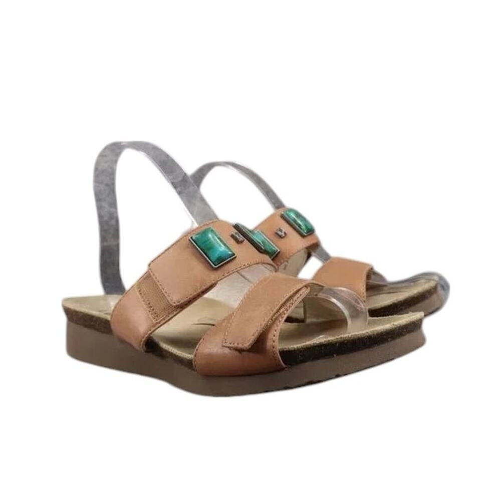 Abeo Shoes Womens 8 Wedge Sandal Slip On Adjustable Double Strap Leather Comfort